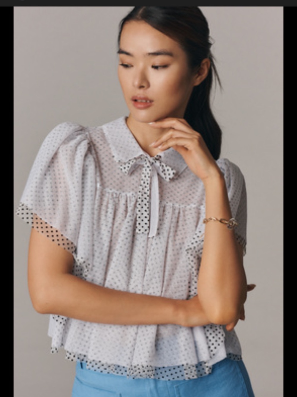 Maeve by Anthropologie swing polka dot blouse small